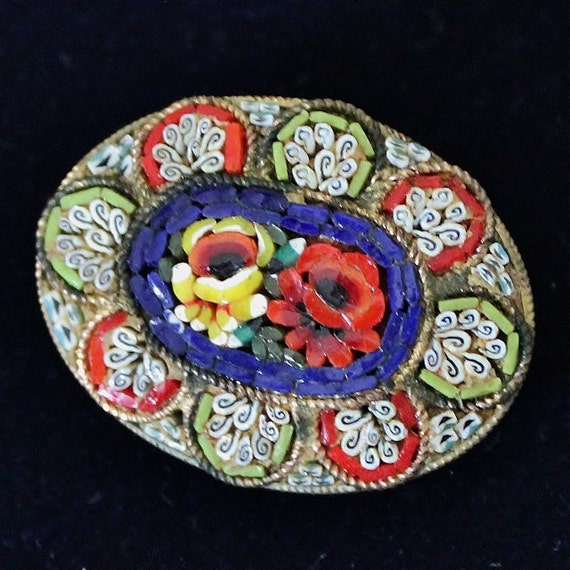 Micro Mosaic Italian Pin Brooch - image 1