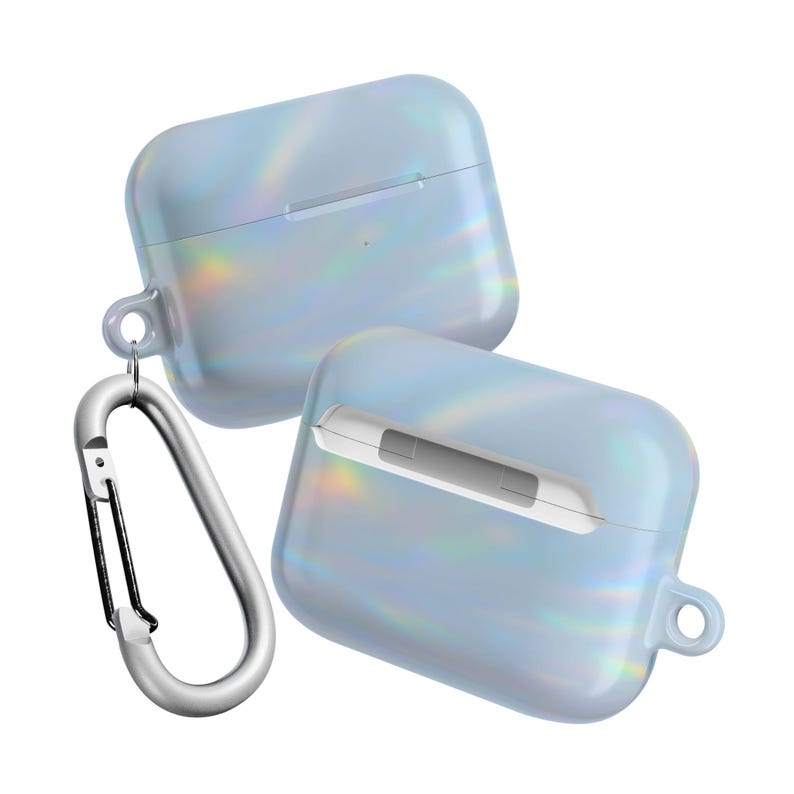 Holographic Iridescent AirPod Case for AirPods Pro 1 and 2, AirPods 3, AirPods 4 | Lightweight Polycarbonate Case with Carabiner
