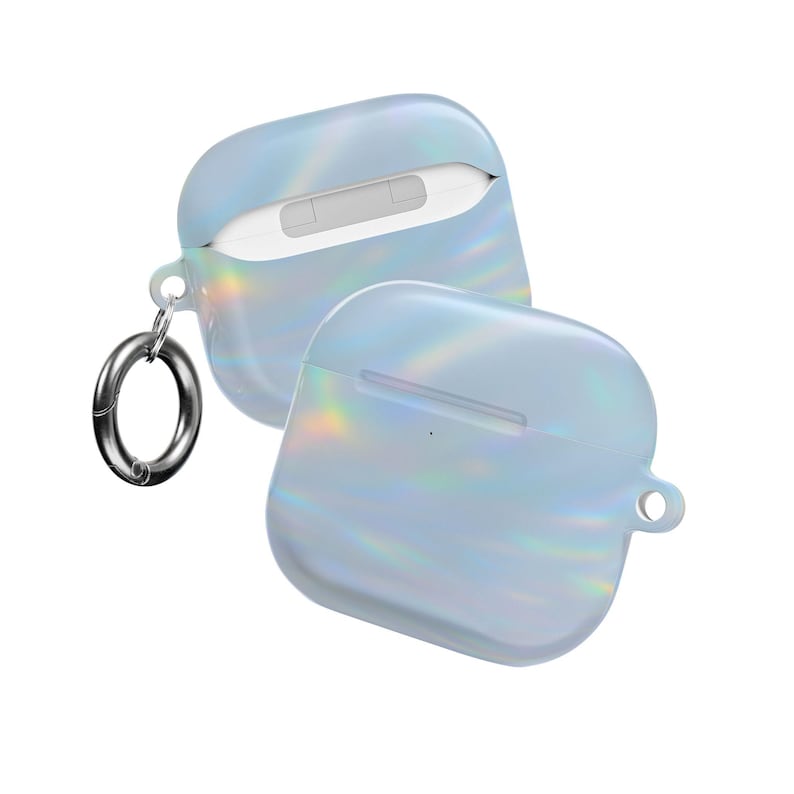 Holographic Iridescent AirPod Case for AirPods Pro 1 and 2, AirPods 3, AirPods 4 | Lightweight Polycarbonate Case with Carabiner