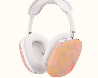 Fundas para AirPods Max con diseño de mármol en rosa melocotón pastel, cubiertas protectoras a presión para los auriculares, accesorios bonitos para AirPods Max.