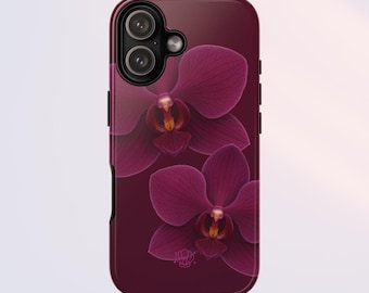 Fundas para teléfono en color morado oscuro y orquídea granate / Fundas resistentes para iPhone, Samsung y Google Pixel