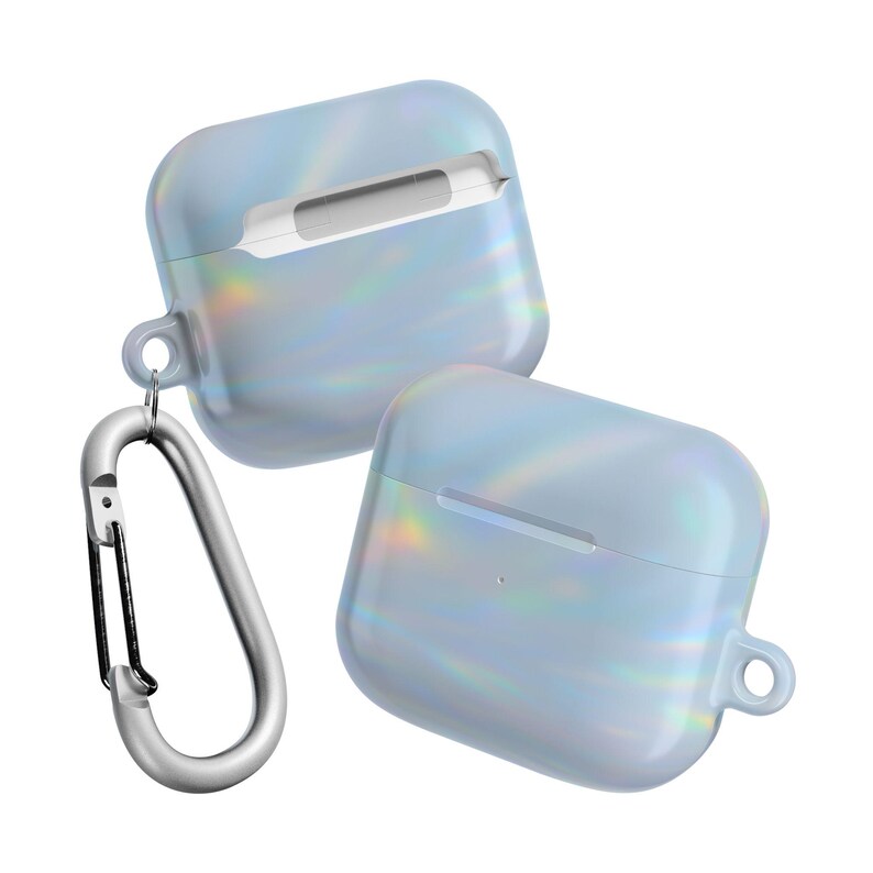 Holographic Iridescent AirPod Case for AirPods Pro 1 and 2, AirPods 3, AirPods 4 | Lightweight Polycarbonate Case with Carabiner