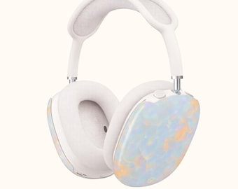 Fundas para AirPods Max inspiradas en ópalo / Funda para auriculares iridiscente pastel / Fundas protectoras a presión / Estética de gemas azules suaves