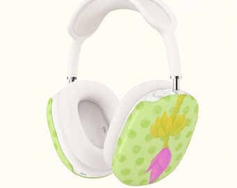 Funda para AirPods Max con diseño de flor de plátano tropical / Funda para auriculares con lunares verdes florales, bonita funda con acuarela botánica