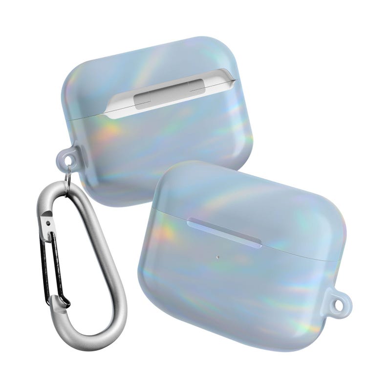 Holographic Iridescent AirPod Case for AirPods Pro 1 and 2, AirPods 3, AirPods 4 | Lightweight Polycarbonate Case with Carabiner