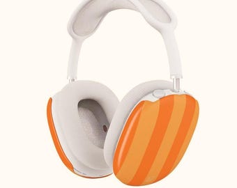 Funda para AirPod Max con rayas naranjas / Funda para auriculares con rayas retro de color melocotón y atardecer para AirPods Max