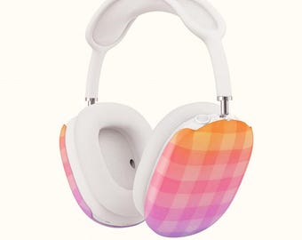 Fundas para AirPod Max con cuadros degradados pastel / Fundas para auriculares con cuadros degradados Funda para AirPod Max con cuadros vichy al atardecer