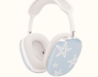 Fundas para AirPods Max con diseño de estrella de mar azul, bonitas fundas para auriculares oceánicos, funda protectora resistente a arañazos para AirPods Max con diseño costero playero.