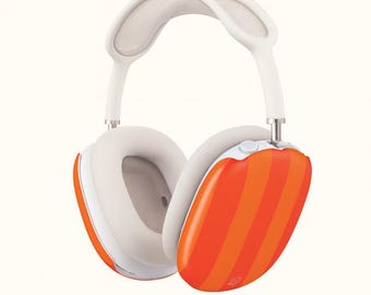 Estuche para AirPod Max con rayas retro en naranja y rojo / Funda para AirPod Max con rayas en mandarina y coral