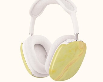 Fundas para AirPods Max en ónix sintético verde pastel / Fundas para auriculares en mármol salvia / Estuche estético para auriculares / Accesorio tecnológico de lujo en verde suave