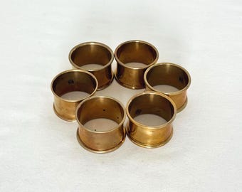 Vintage Brass Napkin Rings – Set of 6 Made in India MCM Table Decor