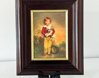 Vintage Framed "Master Simpson" Print – Boy with Dog Portrait, Mid-Century Wall Art