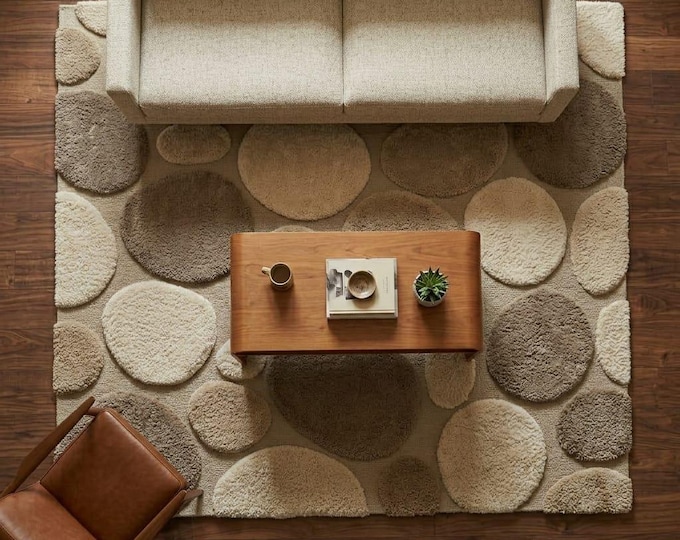 Hand Tufted Wool Pebble Rug – Organic Modern Scandi Boho Area Rug