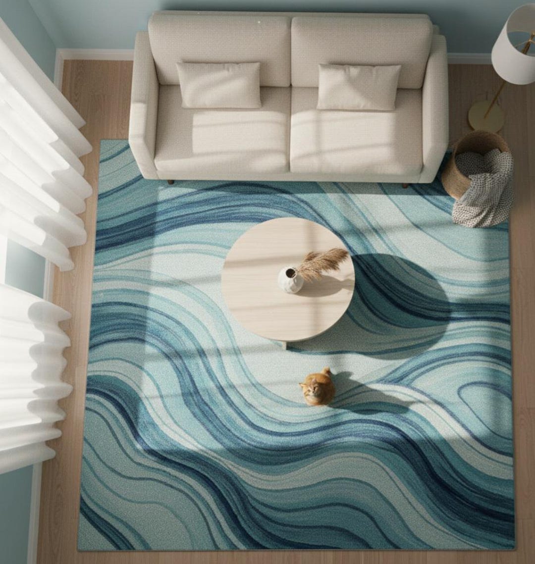 Blue Ocean Wave Rug – Modern Coastal Decor - Etsy
