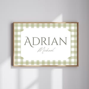 Personalized Gingham Name Print: Baby Boy Nursery Wall Art (Digital Download