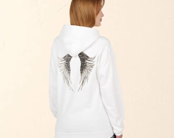 Hoodie, Angel Wings and Halo Design, 'Sweet Like An Angel', Softstyle Fleece Pullover, Gifts for Angel Lovers, Spirituality Hooded