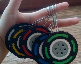 Formula 1 Pirelli Tire Keychain | Perler Keychain | Fused Bead Keychain