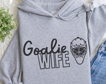 Sudadera con capucha para esposa de portero, suéter de invierno acogedor para esposas de jugadores de hockey, atuendo cálido para el día del partido