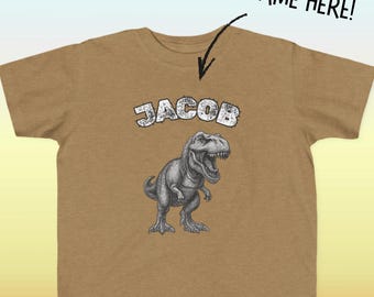 Custom Dinosaur Kids T-Shirt , Personalized Name Shirt for Toddlers, Choose Your Dinosaur! Dino Birthday & Christmas Tee