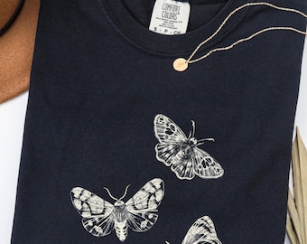 Comfort Colors Vintage Butterfly T Shirt, Short Sleeve Nature Lover Tee, Outdoorsy Boho Botanical Gift