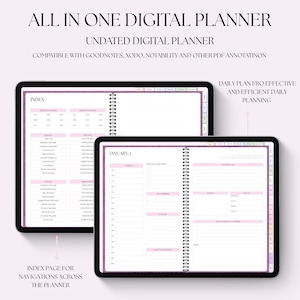 All in One Digital Planner / Undated Monday Start Digital Planner / Undated Digital Goodnotes Templates / Weekly, Daily Planner, Notability