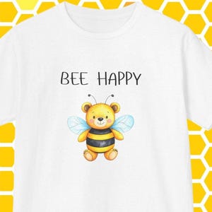 Bee Happy Kids Tee: Cheerful Graphic Cotton T-Shirt