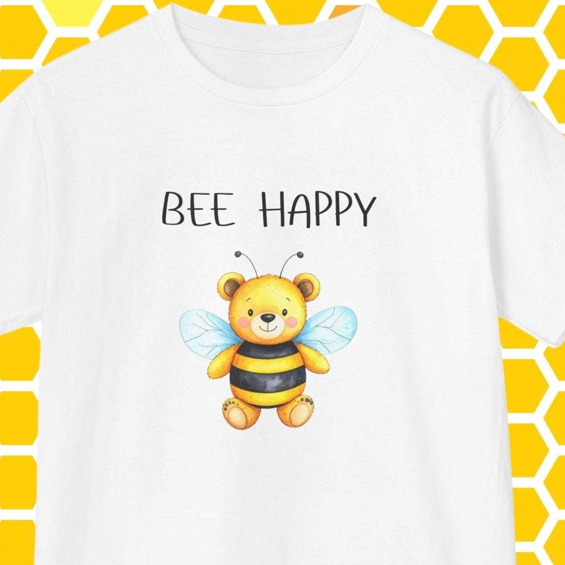 Bee Happy Kids Tee: Cheerful Graphic Cotton T-Shirt