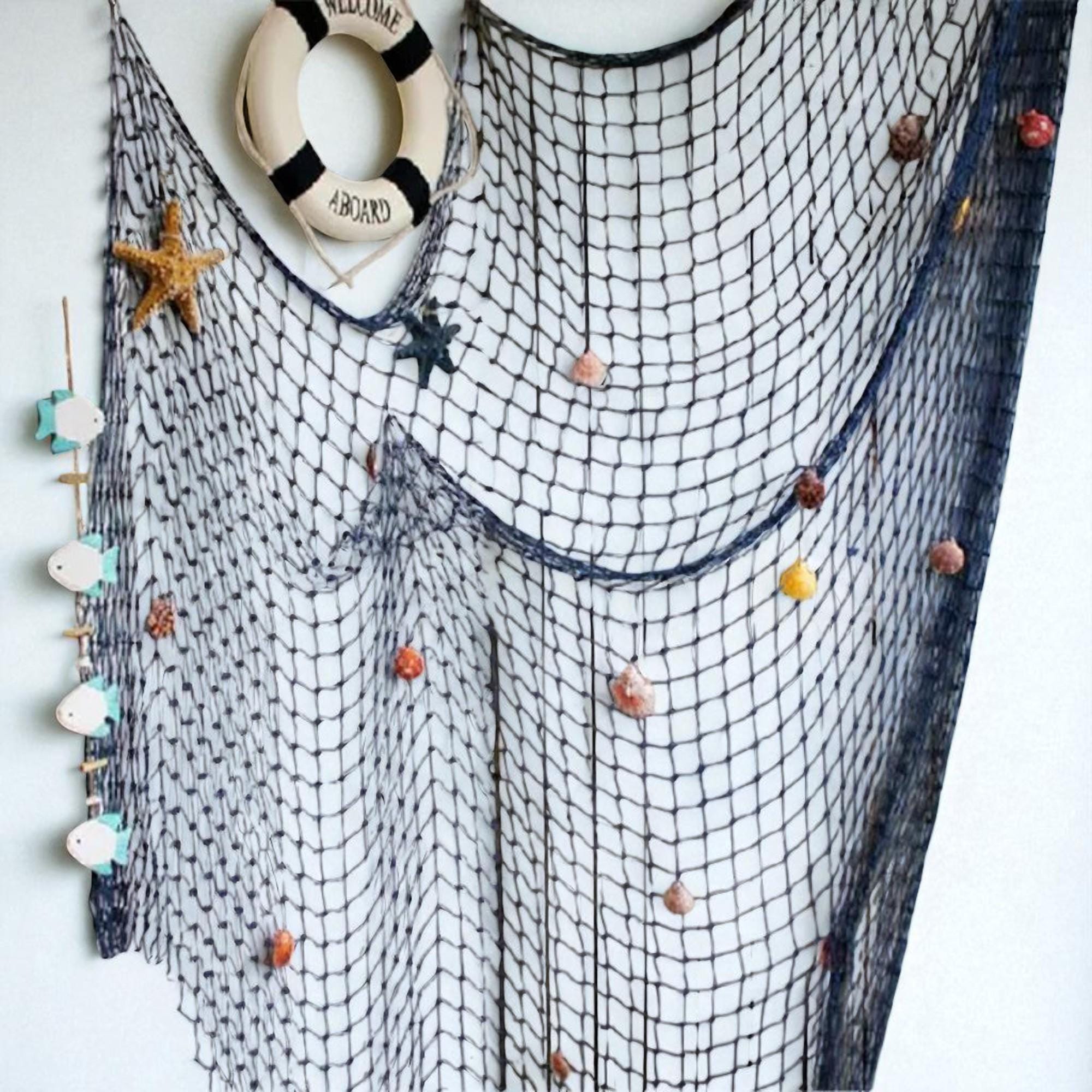 decorative fish net near me 80x40'' Fishing w/Shells, Clips, Hanging Photo Display Net ZUEXT makes a great addition to any Hawaiian Nature Fish Net Wall Decoration