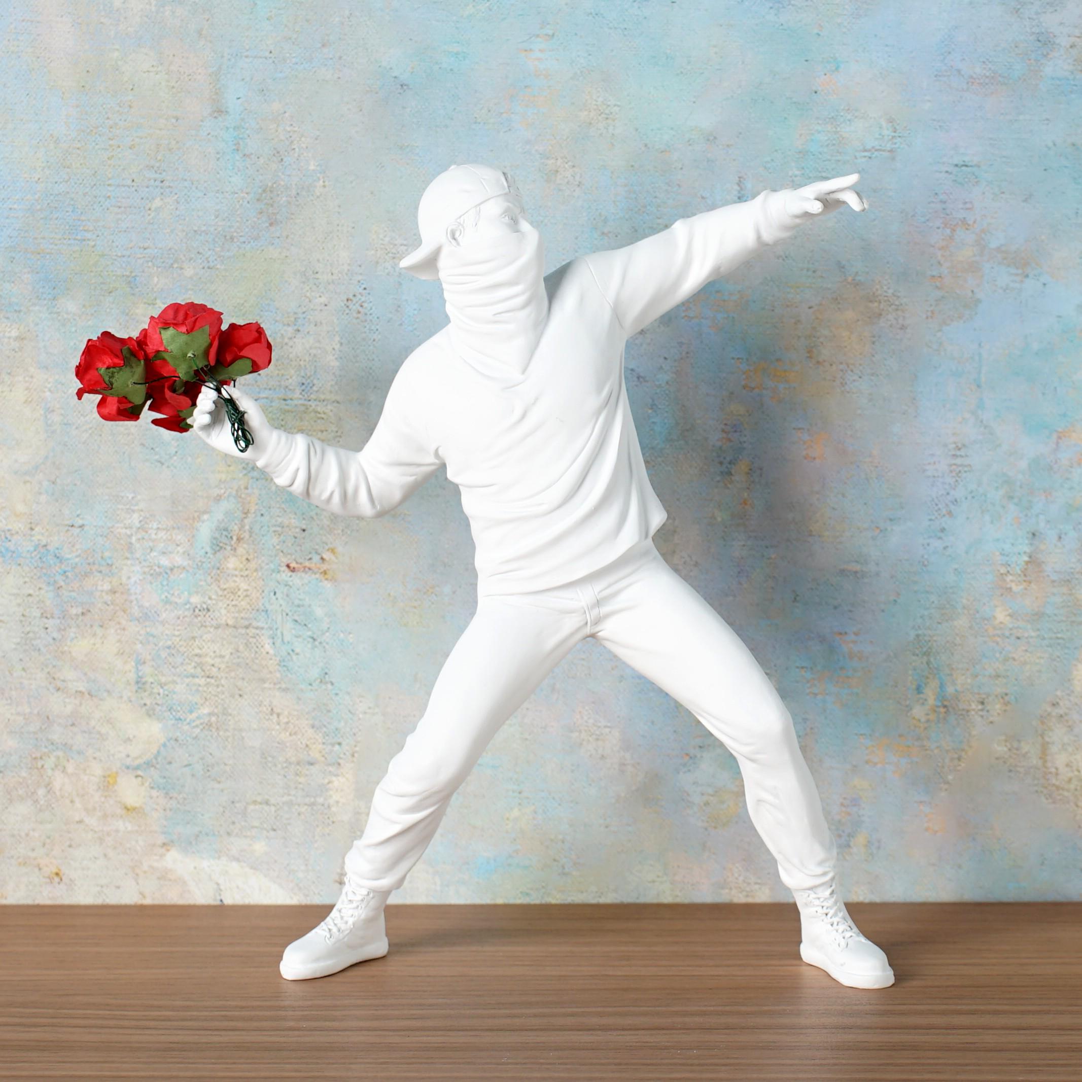 Banksy Man With Rose Resin Statue – Modern Street Art Inspired