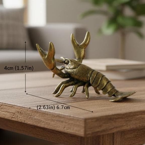 Solid Brass Crayfish Ornament – Vintage Lobster Figurine, Animal