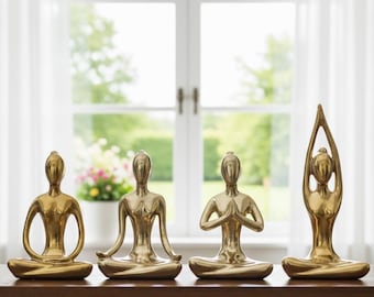 Abstract Yoga Pose Figurine | Ceramic Lady Sculpture, Porcelain Meditation Statue, Modern Desk Ornament, Home Office Yoga Studio Decor Gift
