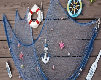 beach themed fishing net Gone Fish Fish Banner Party Supply Kit Photo Backdrop It is also perfect nautical gift for a relative Bilipala Decorative Fish Netting, Fishing