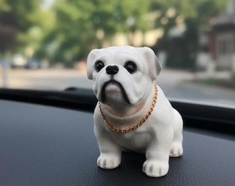 Nodding Dog Car Ornament – Cute Resin Puppy Figurine, Shaking Head Dog Statue for Dashboard & Tabletop Decoration