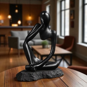 The Thinker Abstract Yoga Statue – Nordic Home Decor Figurine, Resin Desk Sculpture, Minimalist Modern Art for Living Room or Office