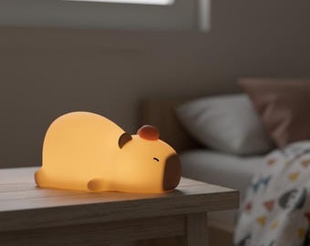 Capybara Silicone LED Night Light | Cute USB Rechargeable Dimmable Cartoon Lamp for Kids Bedroom, Nursery Sleep Aid & Birthday Gift