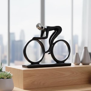 Modern Abstract Resin Cyclist Statue – Bicycle Rider Figurine, Bike Racer Sculpture for Office & Living Room Decor