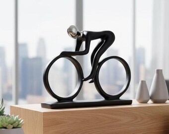 Modern Abstract Resin Cyclist Statue – Bicycle Rider Figurine, Bike Racer Sculpture for Office & Living Room Decor