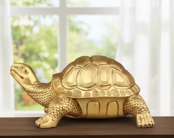 Pure Copper Tortoise Statue | Brass Longevity Animal Figurine, Feng Shui Turtle Sculpture, Vintage Desk Ornament, Home Office Study Decor