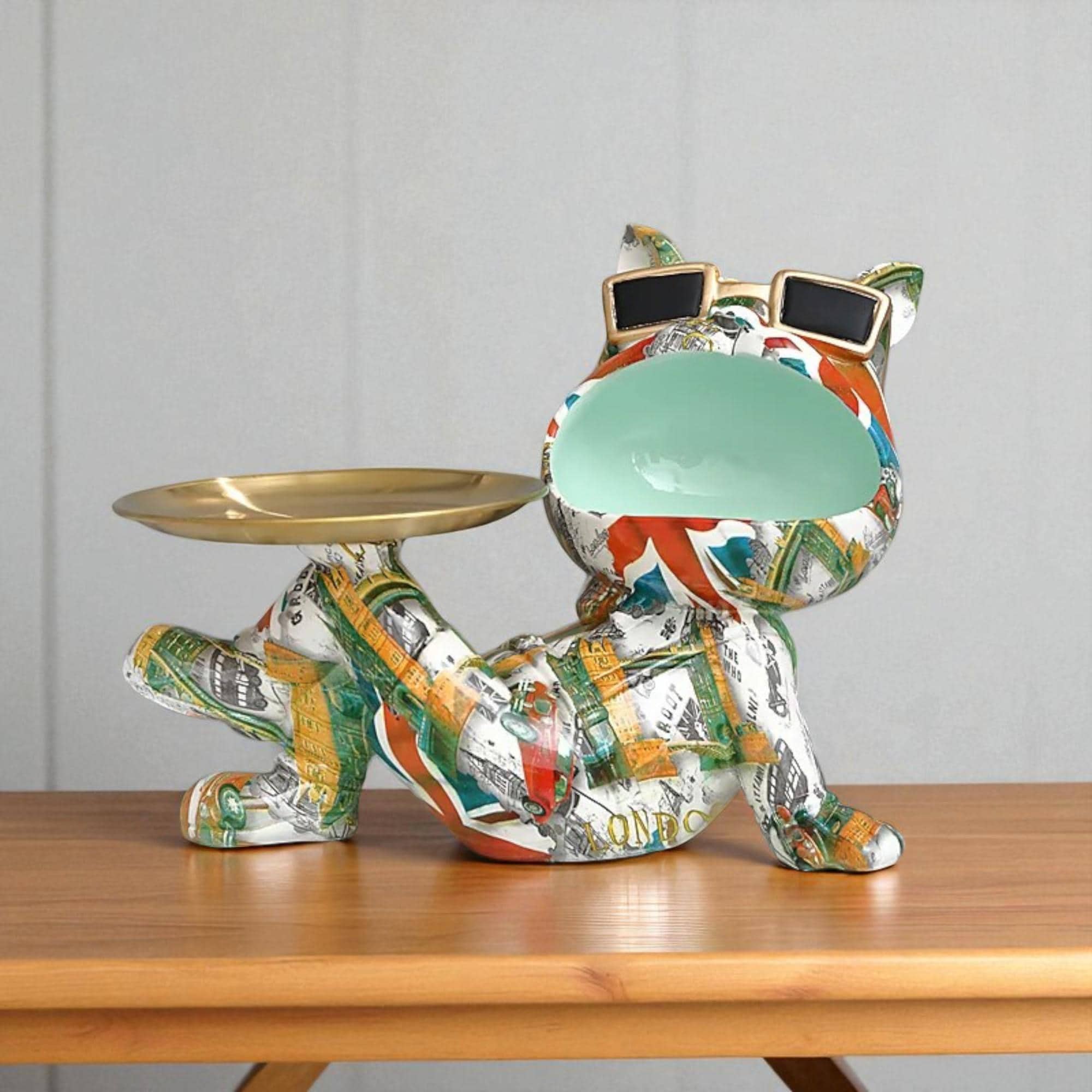 Bulldog Big Mouth Storage Statue – Colorful Resin Dog Figurine