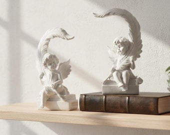 Handcrafted Cherub Angel Figurine – Resin Guardian Angel Statue for Home & Garden Decor, Spiritual Gift for Living Room or Bedroom