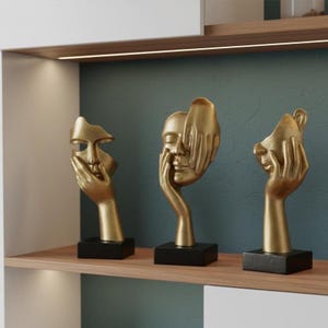 Resin Abstract Mask Statue – Modern European Figurine Sculpture for Home, Office, Study, Desktop Decoration & Gift