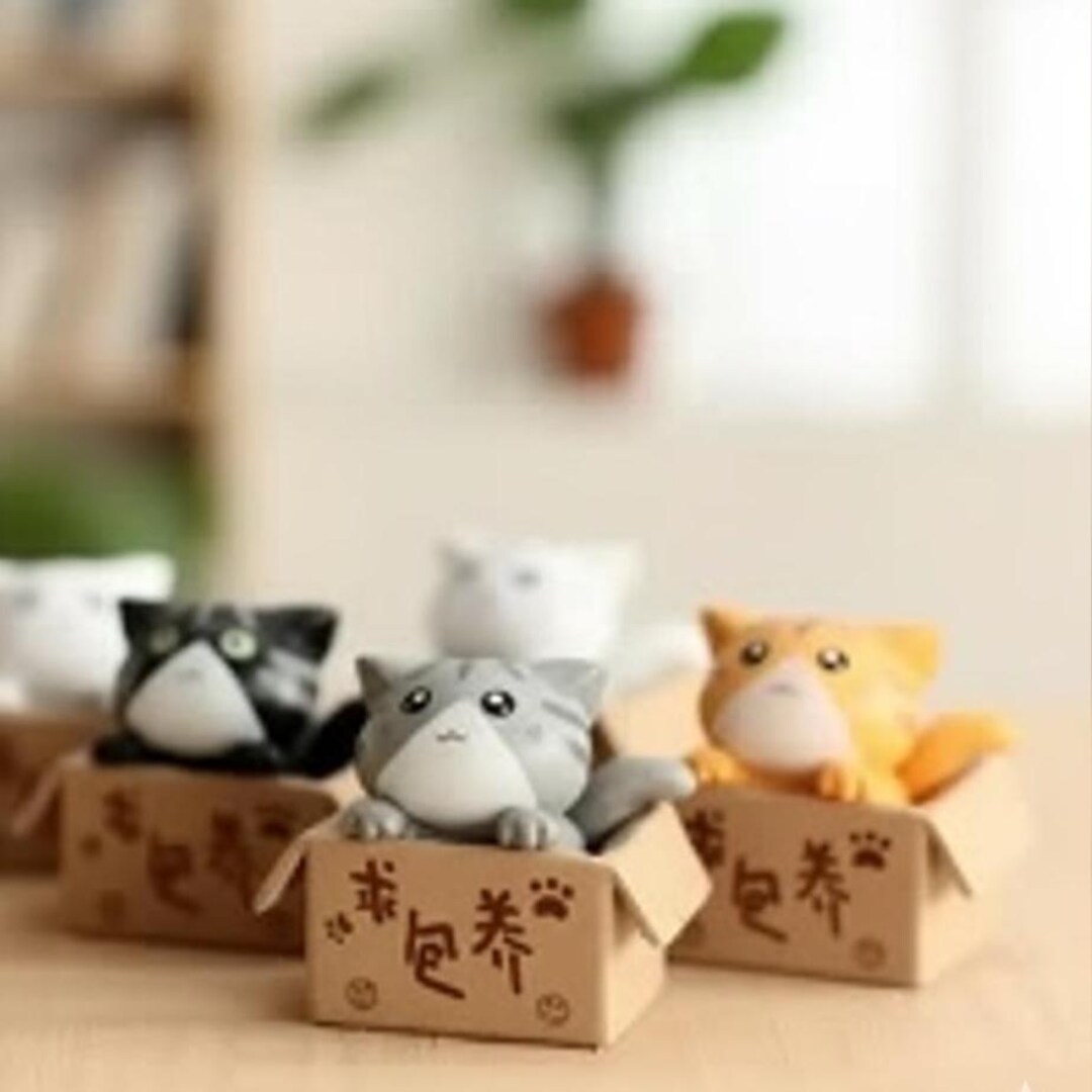 Mini Cat Figurines Set | 4pcs Cute Kitten Ornaments, Kawaii Toys for ...
