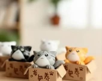 Mini Cat Figurines Set | 4pcs Cute Kitten Ornaments, Kawaii Toys for Kids, Fairy Garden Statues, Baby Room Decor, Small Cat Collectibles