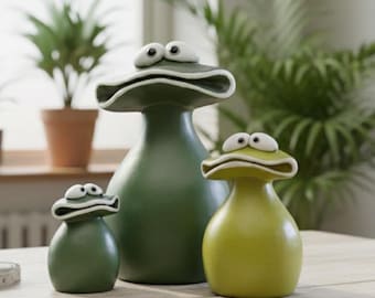 Frog Family Figurine | Cute Cartoon Frog Statue Set l Fun Garden Ornament Big Mouth Frog Animal Decoration for Courtyard, Patio & Home Décor