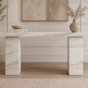 Luxury White Marble Console Table, Handmade Carrara Marble Table, Modern Stone Plinth Sofa Table, Hallway Furniture, Custom Marble Console
