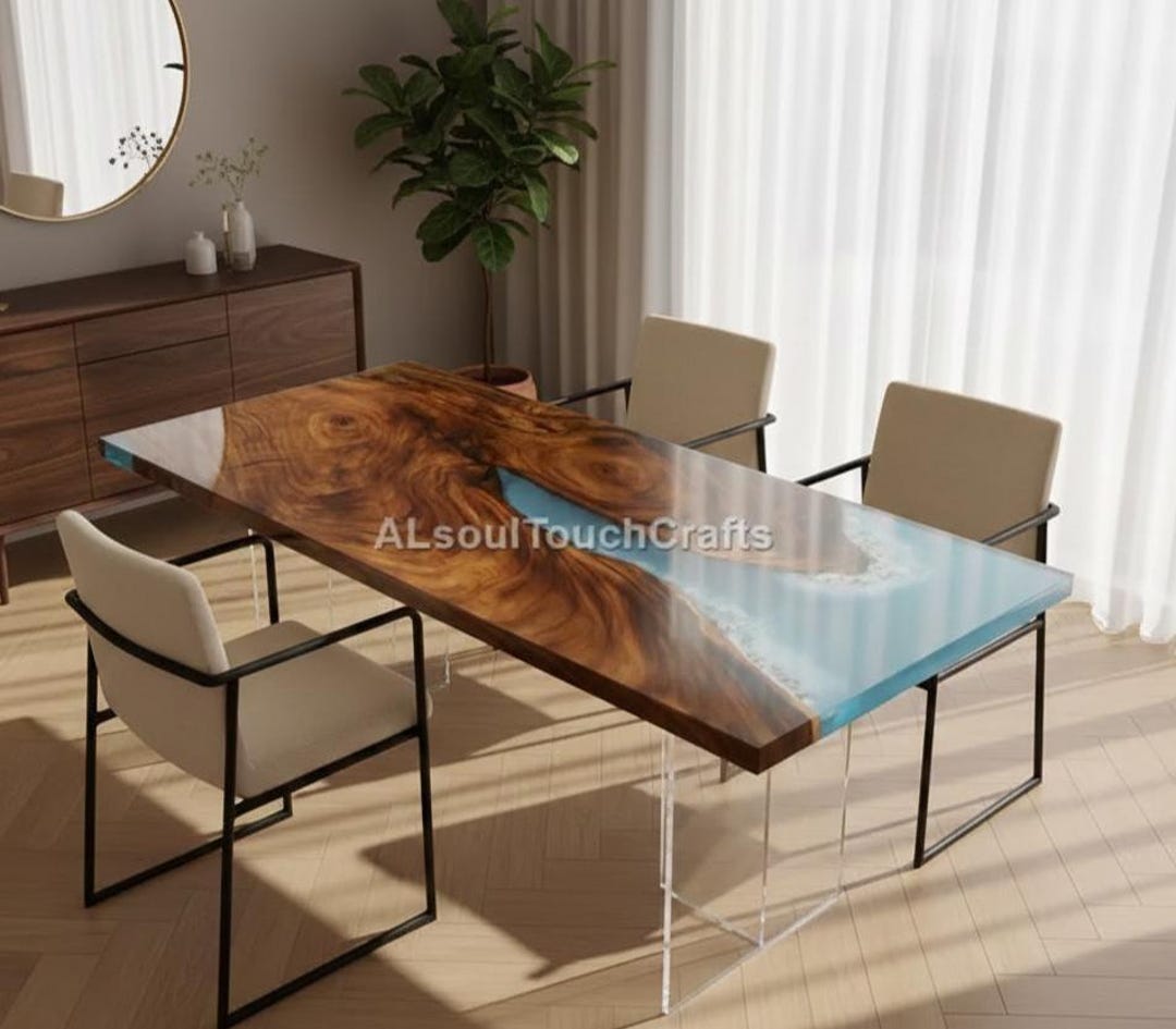 Handmade Luxury Ocean Resin River Table – Handmade Live Edge Wood ...