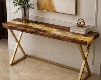 Handcrafted Magenta Pink Epoxy River Console Table, Live Edge Wood Slim Entryway Table, Marble Effect Resin Table, Modern Luxury Furniture