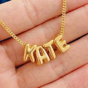 Custom Minimalist Name Necklace - 3D Tiny Balloon Bubble Letter Gift for her