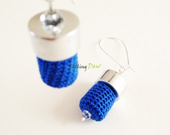 Earrings, Blue Colour, Spring Color, Modern Findings, Womens Accessories, Gifts for Her, Textile Earrings, Feminine Fashions