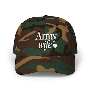 Embroidered Army Wife Cap, Adjustable Baseball Hat for Proud Military Spouse, 10 Colors Available, Gift for Her, Veteran&#39;s Day Cap, Military